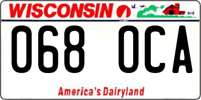 WI license plate 068OCA