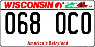 WI license plate 068OCO