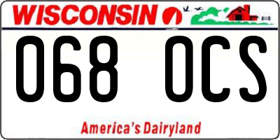 WI license plate 068OCS