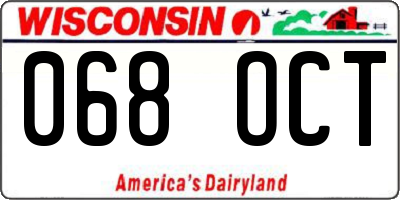 WI license plate 068OCT