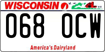 WI license plate 068OCW