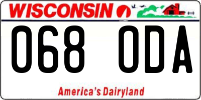 WI license plate 068ODA