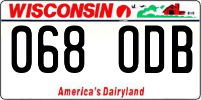 WI license plate 068ODB