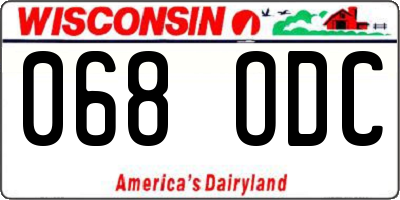 WI license plate 068ODC