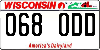 WI license plate 068ODD