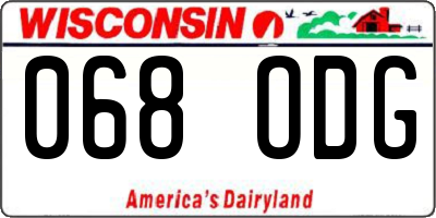 WI license plate 068ODG