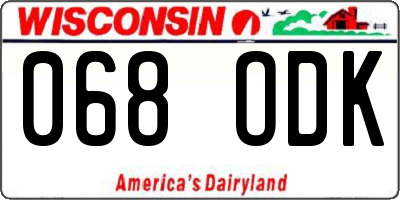 WI license plate 068ODK