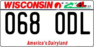 WI license plate 068ODL