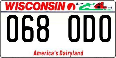 WI license plate 068ODO