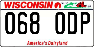 WI license plate 068ODP