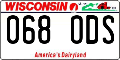 WI license plate 068ODS