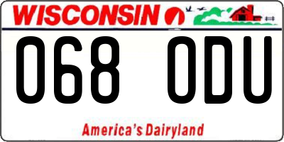 WI license plate 068ODU