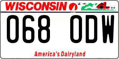 WI license plate 068ODW