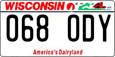 WI license plate 068ODY