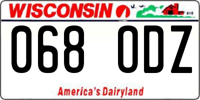 WI license plate 068ODZ