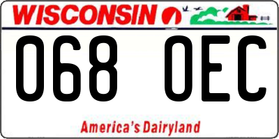 WI license plate 068OEC