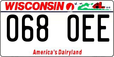WI license plate 068OEE