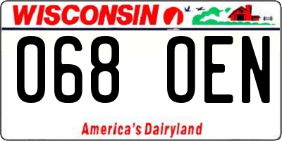 WI license plate 068OEN