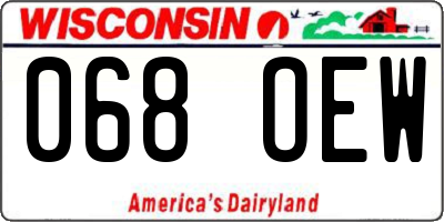 WI license plate 068OEW