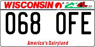 WI license plate 068OFE