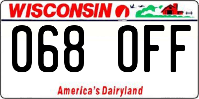 WI license plate 068OFF