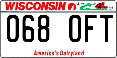 WI license plate 068OFT