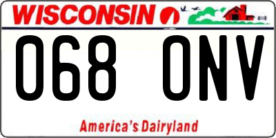 WI license plate 068ONV