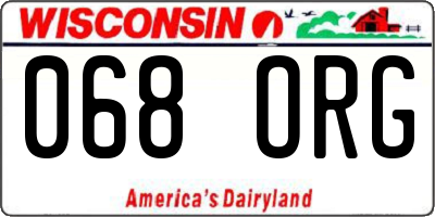WI license plate 068ORG