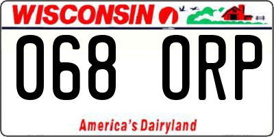 WI license plate 068ORP