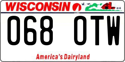 WI license plate 068OTW