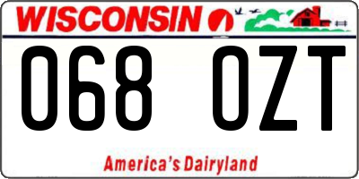 WI license plate 068OZT