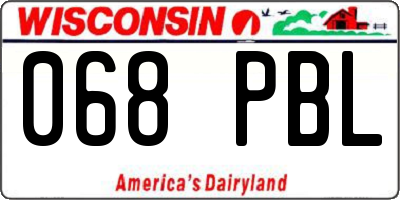 WI license plate 068PBL
