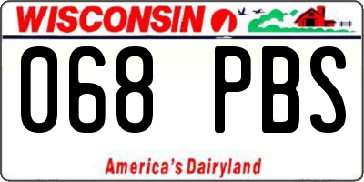 WI license plate 068PBS