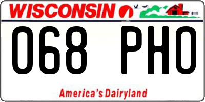 WI license plate 068PHO