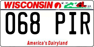 WI license plate 068PIR