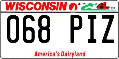 WI license plate 068PIZ