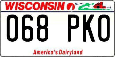WI license plate 068PKO