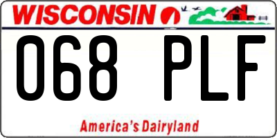 WI license plate 068PLF