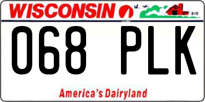 WI license plate 068PLK
