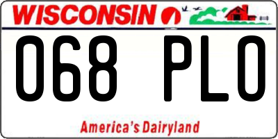 WI license plate 068PLO