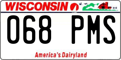 WI license plate 068PMS