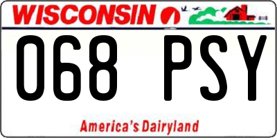 WI license plate 068PSY