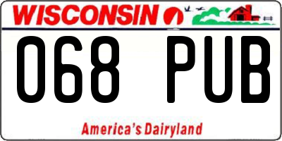 WI license plate 068PUB