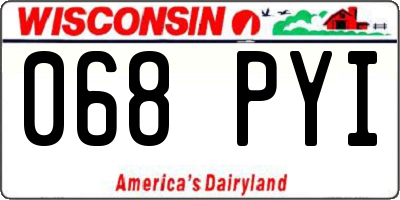 WI license plate 068PYI
