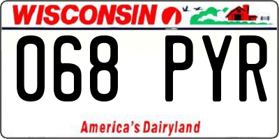 WI license plate 068PYR