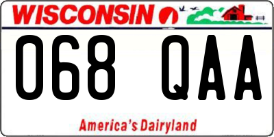 WI license plate 068QAA