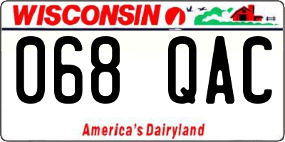 WI license plate 068QAC