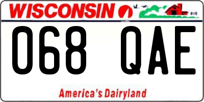 WI license plate 068QAE