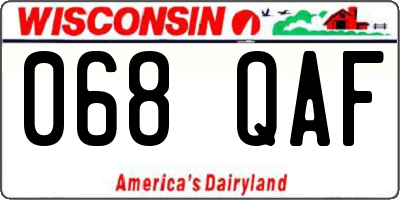 WI license plate 068QAF