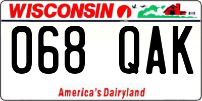WI license plate 068QAK
